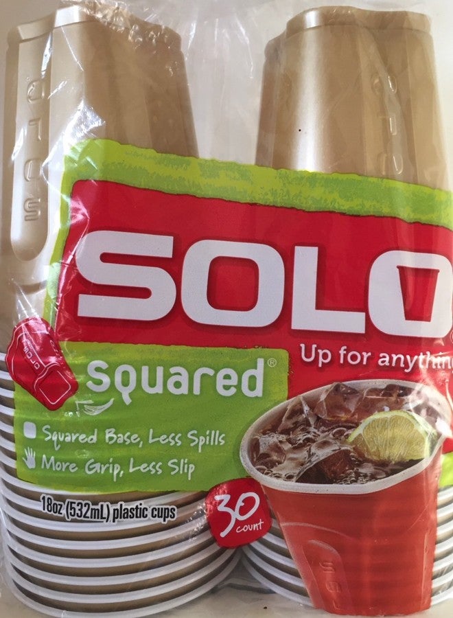 سولو أكواب جولد سولو المربعة، 18 أونصة، 30 قطعة - Image 2